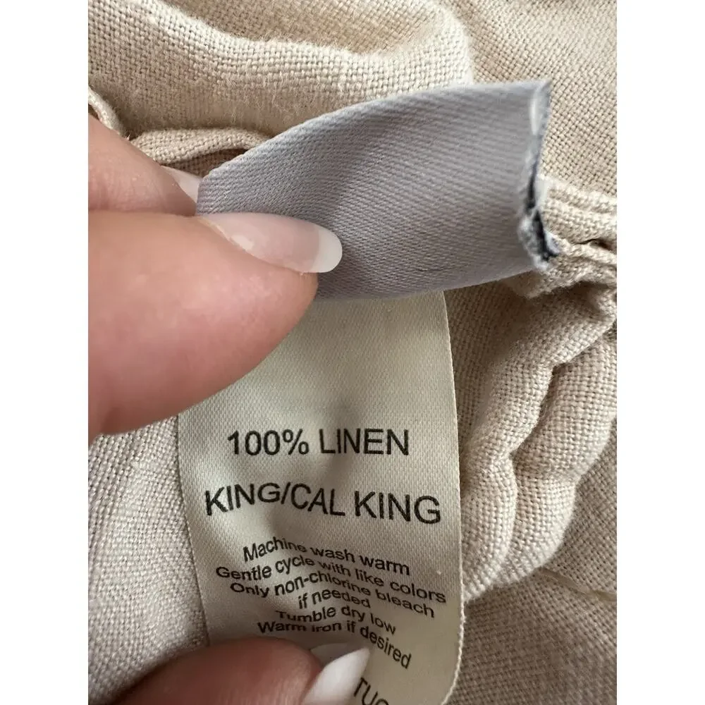 100% FLAX LINEN PARACHUTE Beige TOAST KING California KING Duvet Cover PORTUGAL